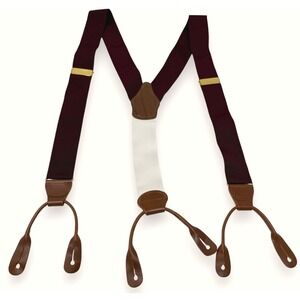 Vintage Dooney & Bourke Suspenders Burgundy White Leather Button Ends 90s